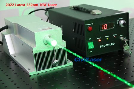 532nm 10W DPSS Laser Strong Green Laser Beam